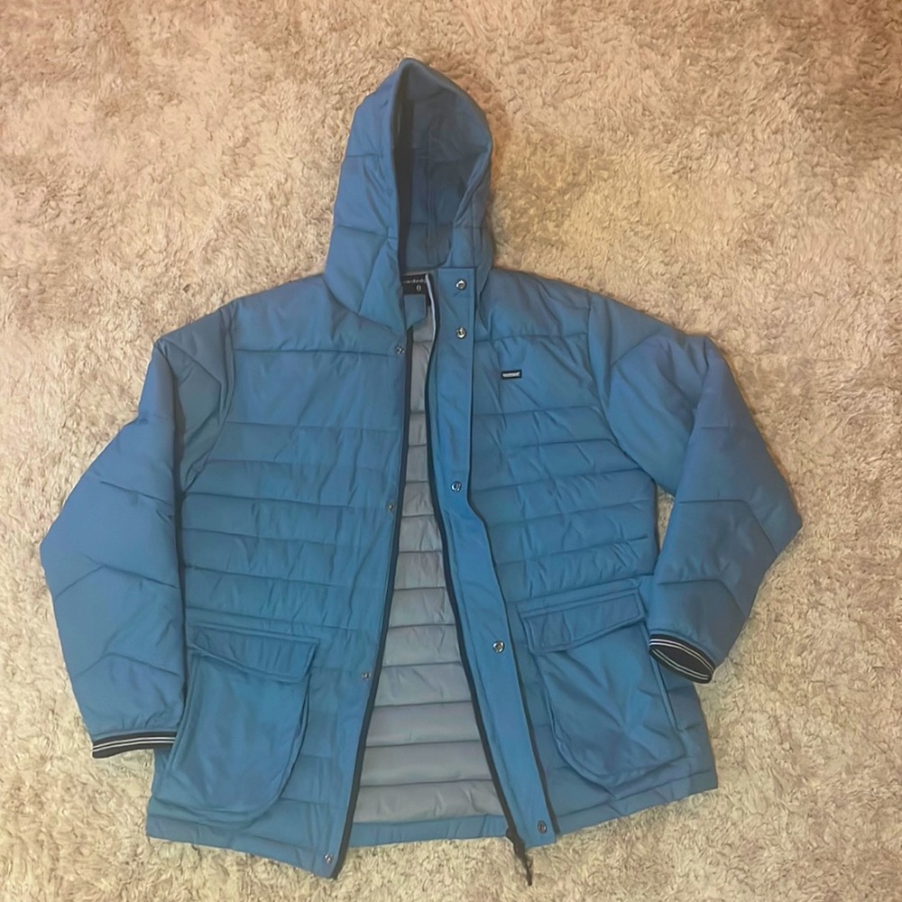 Men's Blue Quilted Hooded Jacket
